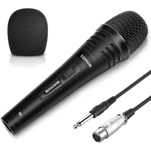 Micrófono inalámbrico de mano de color negro. Utilizado para grabar un sonido de calidad. Utilizado para grabar tu voz, música, un podcast, y mucho más.